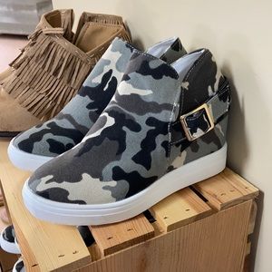 Camo Sneaker Wedge Shoes